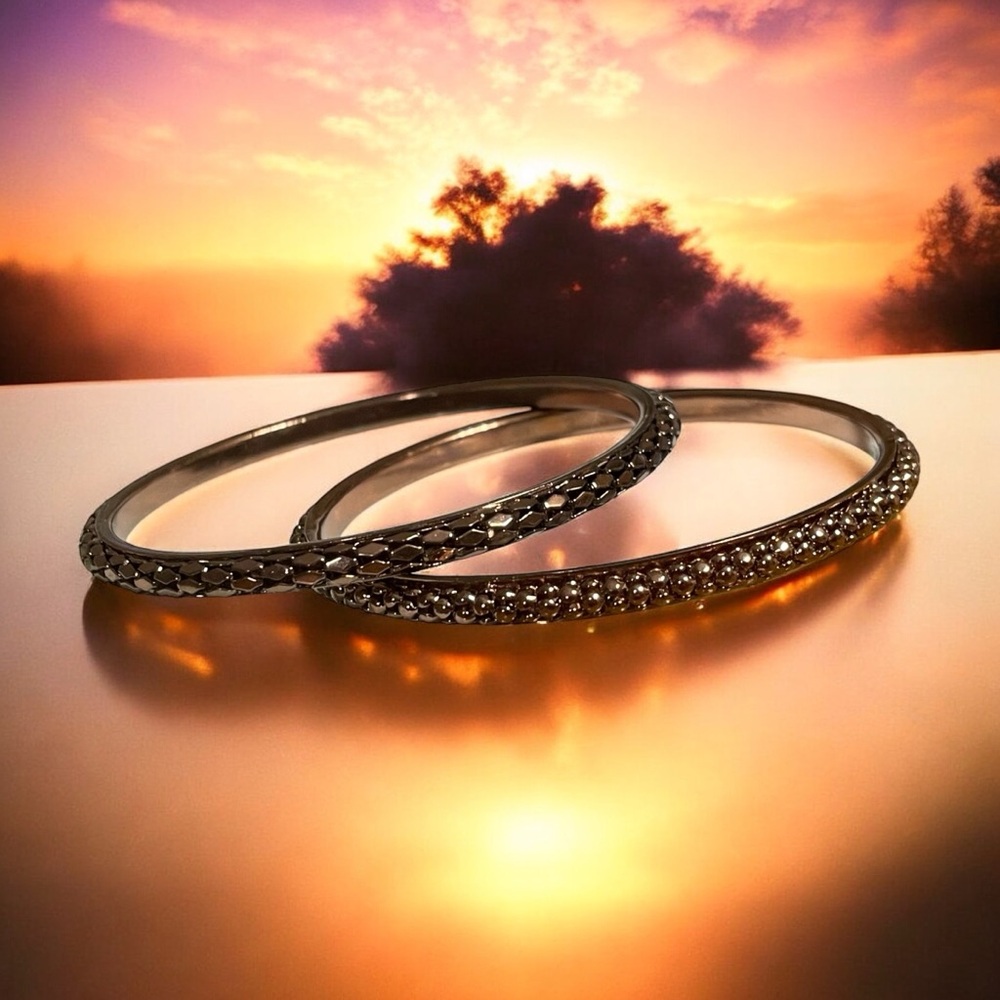 Burnished Rose Gold Technibond Bangle Set